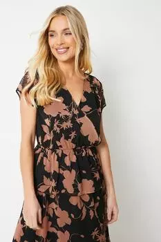 Топ Petite с цветочным принтом и запахом Debenhams, черный