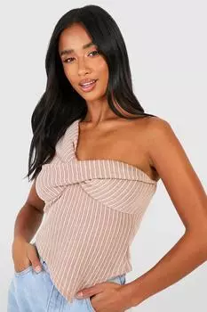Топ petite twist передней с асимметричной подалькой Boohoo, серый