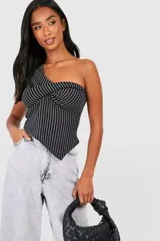 Топ petite twist передней с асимметричной подалькой Boohoo, черный