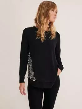 Топ Phase Eight Bregita в тон с передним швом, черный/слоновая кость