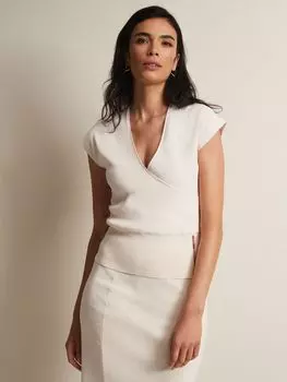 Топ Phase Eight Jasmine с V-образным вырезом и боковой молнией, цвет слоновой кости