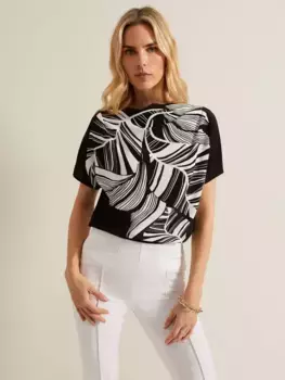 Топ Phase Eight Lyra Woven Front Print, цвет black/white