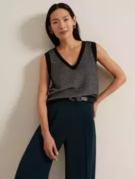 Топ Phase Eight Zoe Tweed Trim Linen Blend, цвет black/ivory