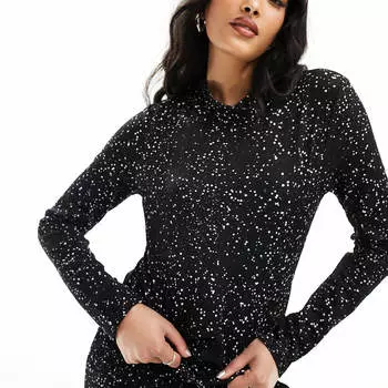 Топ Pieces High Neck Long Sleeve, черный