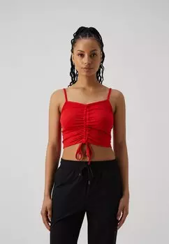 Топ Pieces, красный/черный с высоким риском Pcvito Strap Crop 2 Pack