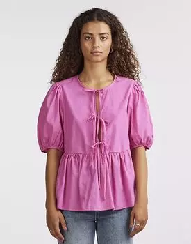 Топ Pieces с рукавами-фонариками розового цвета