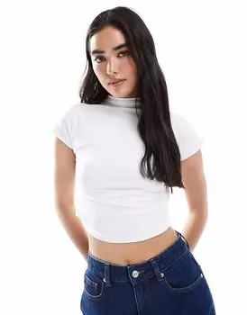 Топ Pimkie без рукавов с высоким воротом белого цвета