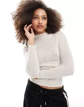 Топ Pimkie с высоким воротником и строчкой цвета экрю