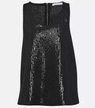 Топ Pistoia из жоржета с пайетками MAX MARA, черный