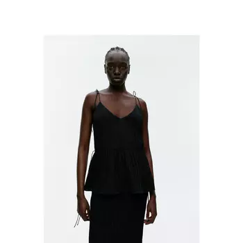 Топ плиссированный Arket с V-образным вырезом, черный