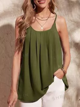 Топ плиссированный Shein Clasi свободный, зеленый