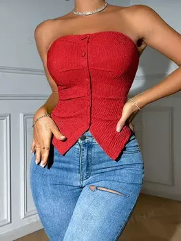 Топ плиссированный Shein SXY женский, красный