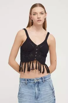 TOP Пляжный топ из хлопка MADAGASCAR Desigual, черный