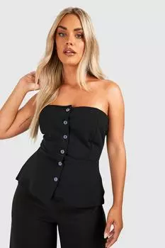 Топ plus бандо с баской по ниму Boohoo, черный