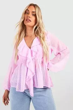 Топ plus dobby с руфлами Boohoo, сиреневый