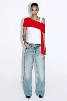 Топ полиамида с широкими лямями ZARA, белый