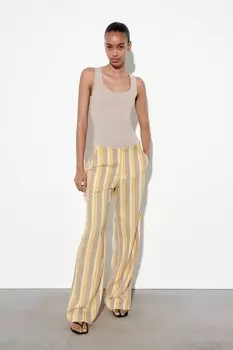 Топ полиамида с широкими лямями ZARA, бежевый
