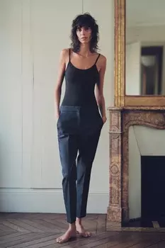 Топ полиамидный с тонкими лянками ZARA, черный