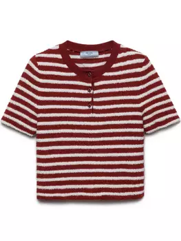 Топ-поло из хлопкового букле Prada, красный