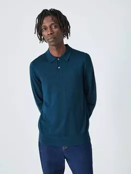 Топ-поло из мериносовой шерсти Extra Fine John Lewis, бирюзовый