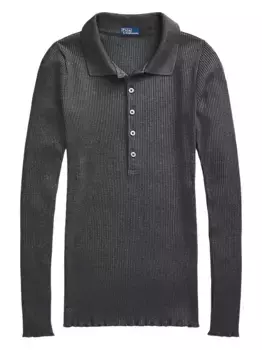 Топ-поло из ребристой вязки POLO RALPH LAUREN, серый