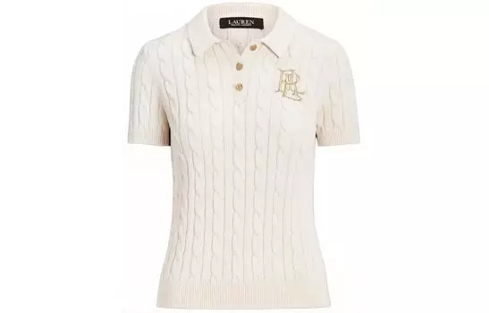 Топ-поло Lauren Ralph Lauren Cable Tread Polo Ralph Lauren, Ecru