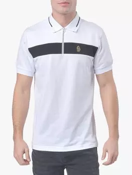 Топ-поло на молнии с короткими рукавами и застежкой-молнией LUKE 1977, белый/угольно-черный