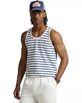 Топ Polo Ralph Lauren Classic Fit Striped Jersey Tank, цвет White/Old Royal