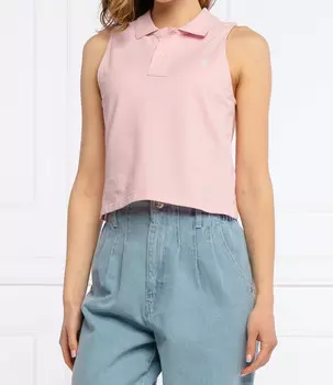 Топ POLO RALPH LAUREN cropped fit pique, пудрово-розовый