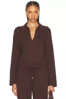 Топ-поло с длинными рукавами SIMKHAI, цвет Chocolate