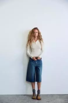 Топ-поло с кабельной вязкой ZARA, экрю