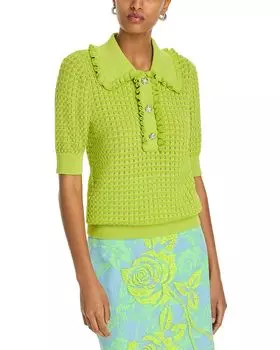 Топ-поло с оборками Essentiel Antwerp, зеленый