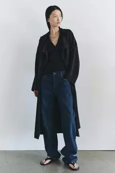 Топ-поло с ребристом ZARA, черный