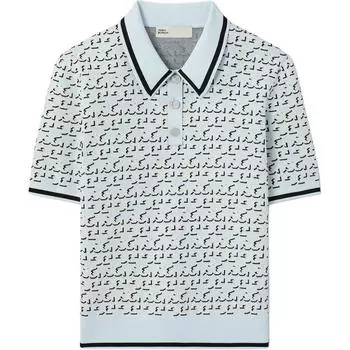 Топ-поло с жаккардовым узором и монограммой TORY BURCH, синий