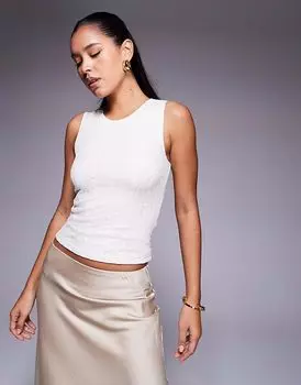 Топ Princess Polly textured lace sleeveless vest top in cream