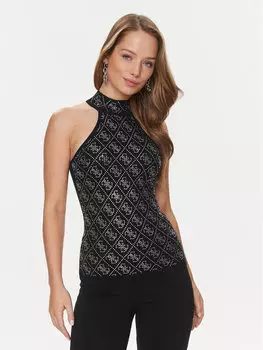 Топ приталенного кроя Guess, черный