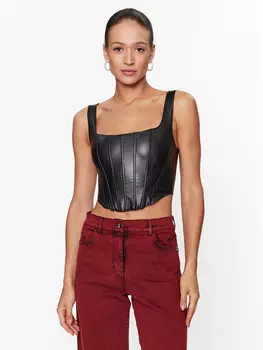 Топ приталенного кроя Guess, черный