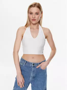 Топ приталенного кроя Tommy Jeans, белый