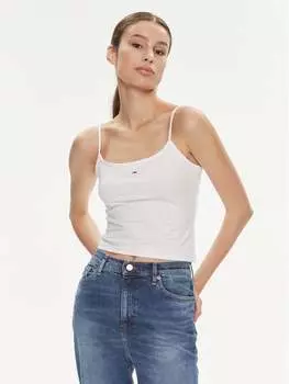 Топ приталенного кроя Tommy Jeans, белый