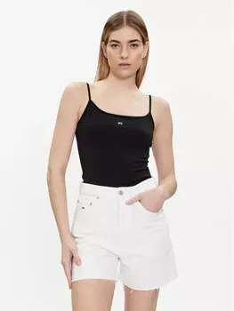 Топ приталенного кроя Tommy Jeans, черный