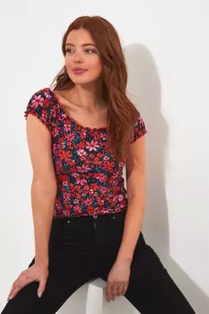 Топ приталенного кроя в стиле бохо с мелким узором Joe Browns, оранжевый