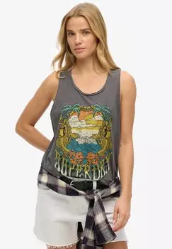 Топ PSYCH SURF GRAPHIC RACER Superdry, темно-серый