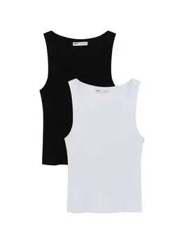 Топ Pull&Bear, черно-белый