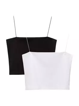 Топ Pull&Bear, черный/белый