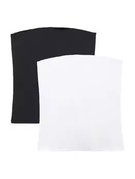 Топ Pull&Bear, черный/белый