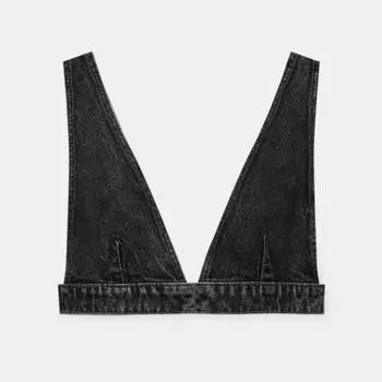 Топ Pull&Bear Denim Bralette, черный