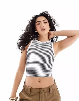 Топ Pull&Bear в полоску, ребристый, белый