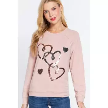 Топ-пуловер из французского трикотажа с пайетками FASHNZFAB, розовый