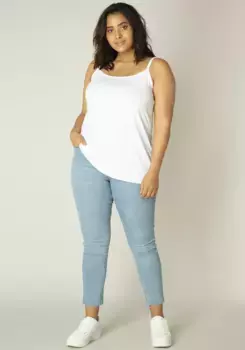 Топ пышного спагетти базового уровня "Alexa", регулируемые бретели Base Level Curvy, белый