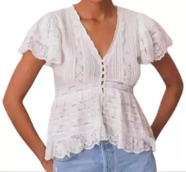 Топ Quinella белого цвета LoveShackFancy